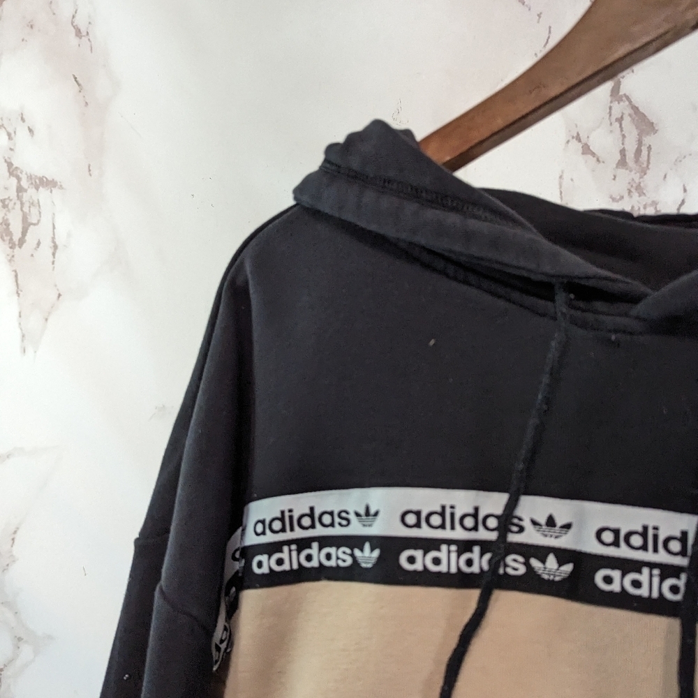 Adidas Hoodie Women Medium Black Vocal Cropped Hoodie Ash Pearl Originals - Picture 2 of 10
